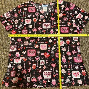 Scrub Top Medium SB Scrubs Brand Black Pink Womens